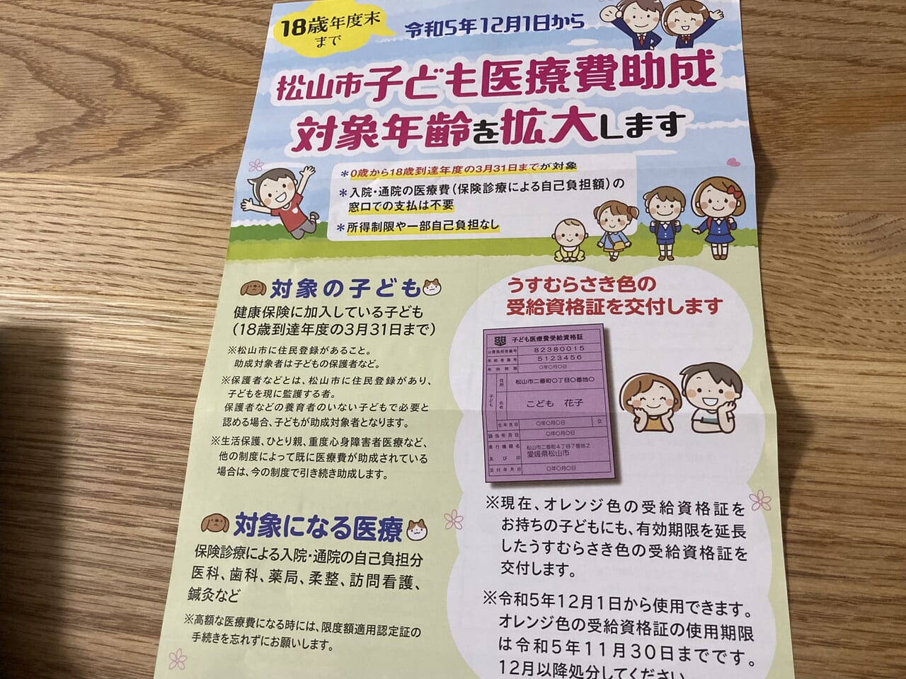 子ども医療費助成対象年齢拡大(松山市)